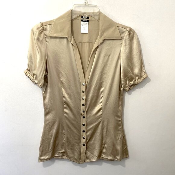 Cesare Fabbri Tan Silk Blouse Women’s Size 42 - Picture 1 of 12
